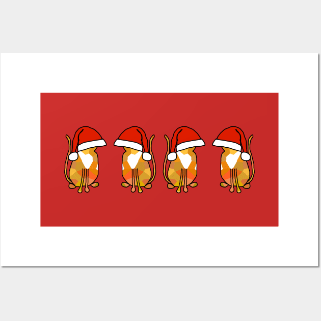 Santa Cats in Christmas Santa Hats Wall Art by ellenhenryart